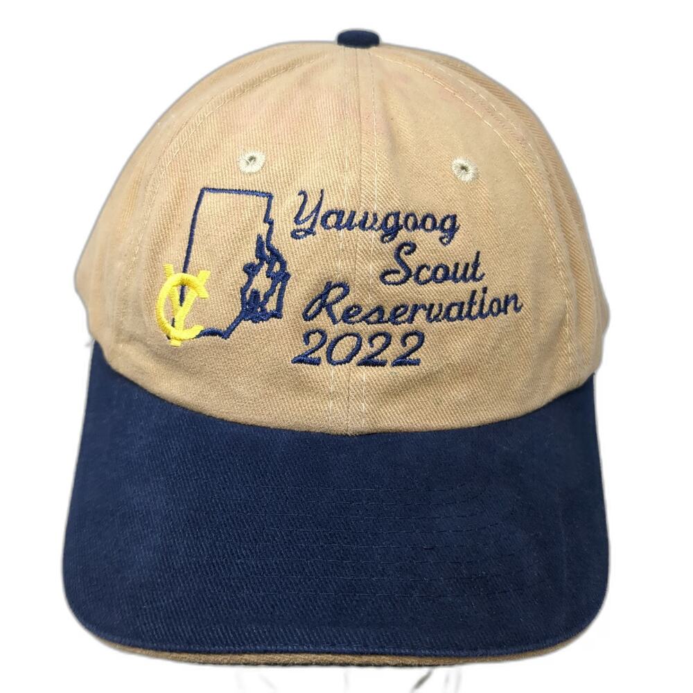 Nissin Cap Baseball Cap Beige Blue OSFM Yawgoog Scout Reservation Rhode Island